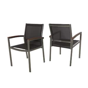 Luton Silver Armed Aluminum Outdoor Patio Dining Chair (2-Pack)