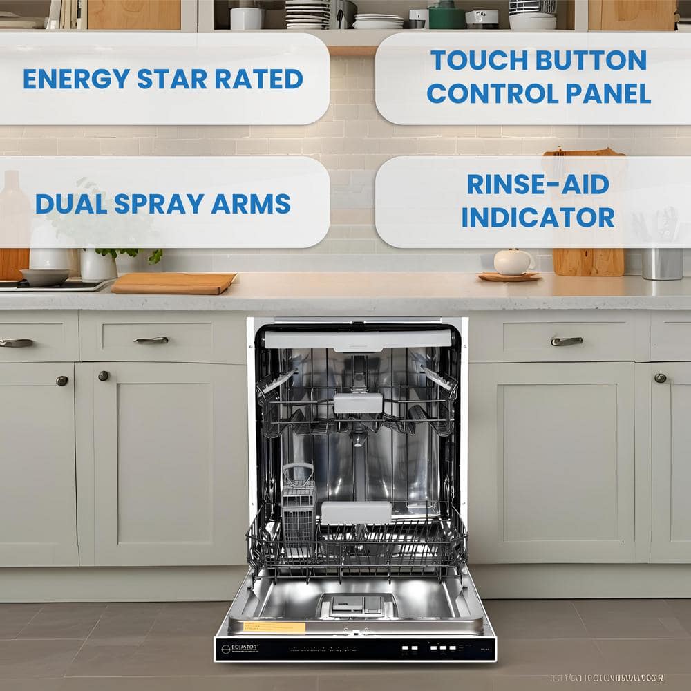 24" Stainless Steel Top Control Built-In Dishwasher with Third Rack