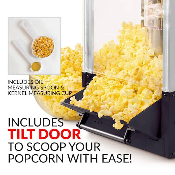 Nostalgia 2.5 oz Popcorn and Concession Cart with 5-Quart Bowl, Makes 10  Cups, 45 in Tall, Black, KPM220CTBK 