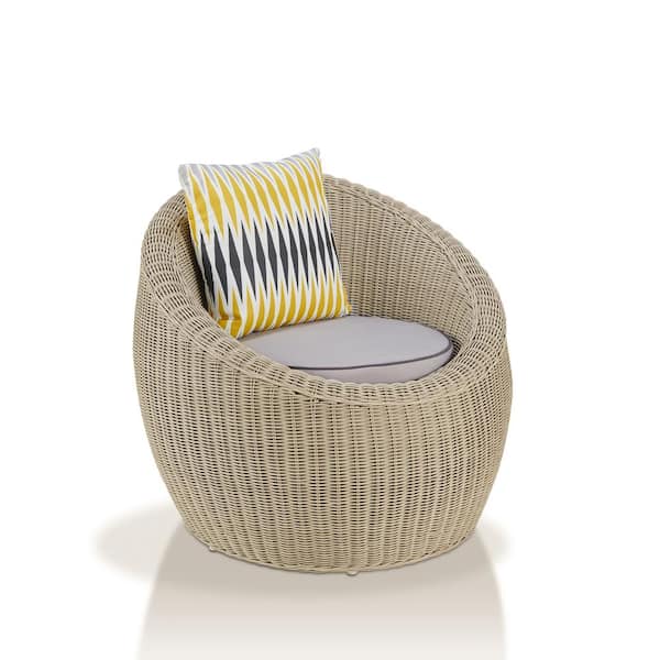 Furniture of America Gooding Gray White Rattan Cushioned Accent Chair