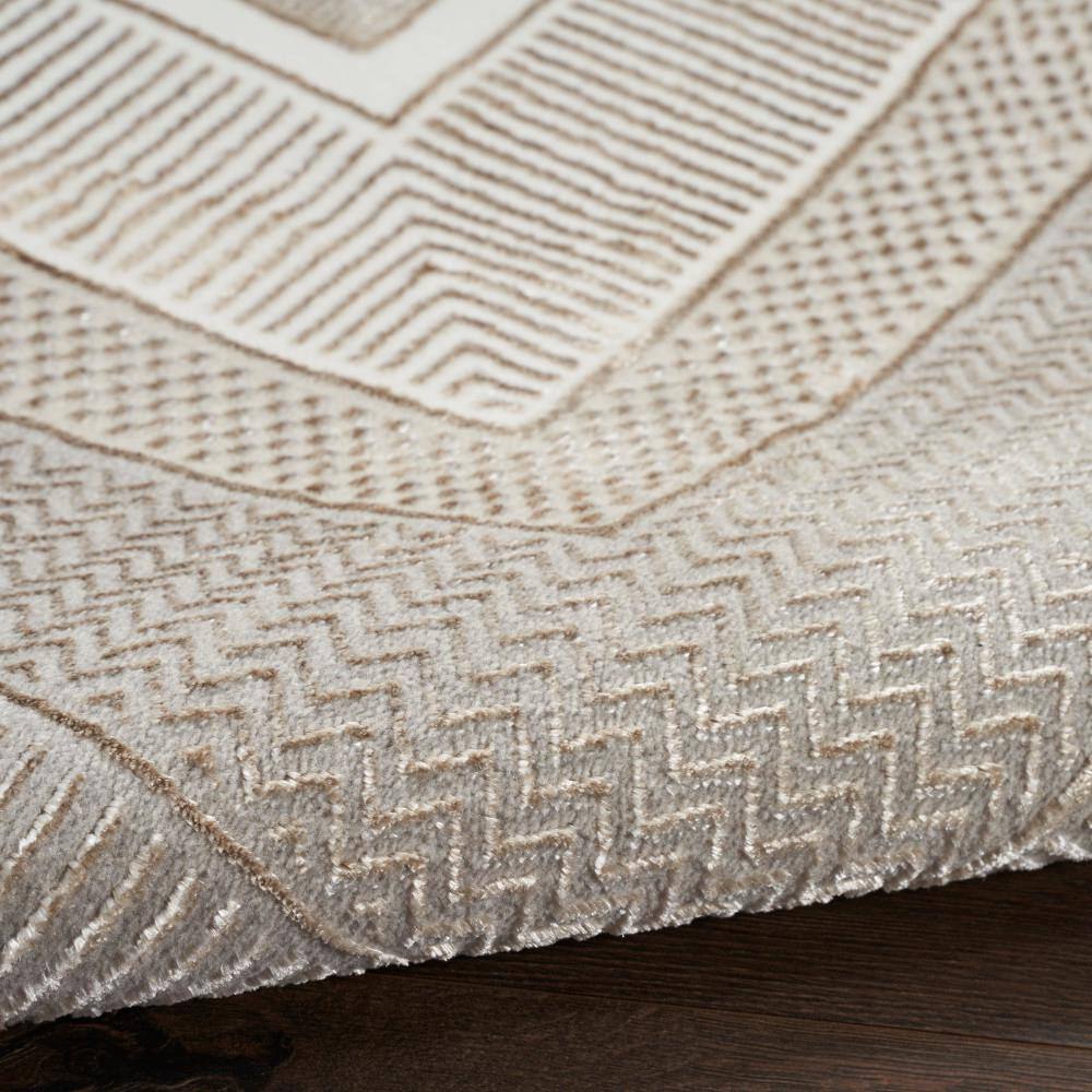 Ivory Geometric Abstract 5' x 7' Easy-Care Synthetic Area Rug
