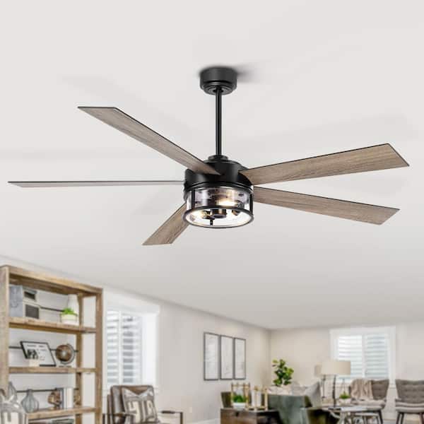 Sky Hog Victoria 60 in. Indoor Black Ceiling Fan with Remote and Light Kit Included