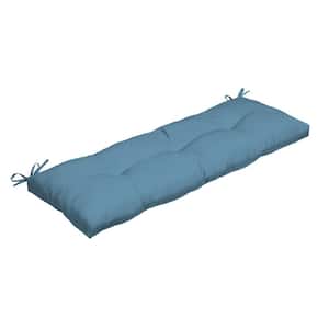 48 in. x 18 in. Rectangular Outdoor Plush Modern Tufted Bench Cushion, French Blue Texture