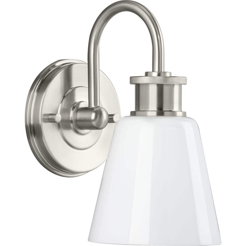 Ashford Brushed Nickel Opal Glass Farmhouse Vanity Light