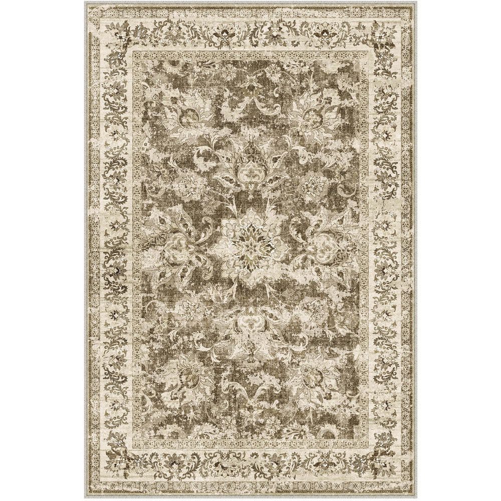 Romeo Brown 6 ft. x 9 ft. Vintage Medallion Distressed Area Rug price history on PriceWatchPro
