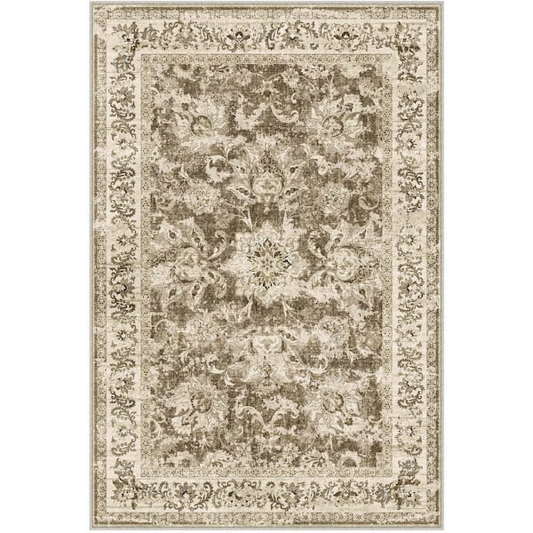 Romeo Brown 9 ft. x 12 ft. Vintage Medallion Distressed Area Rug