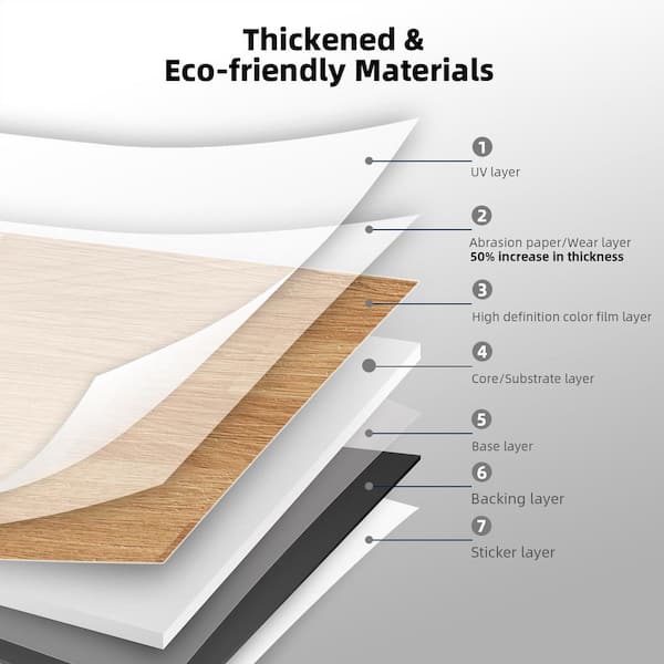 Jeedeson 30 Tiles 12 MIL 6 in. x 36 in. x 1. 8mm Peel and Stick