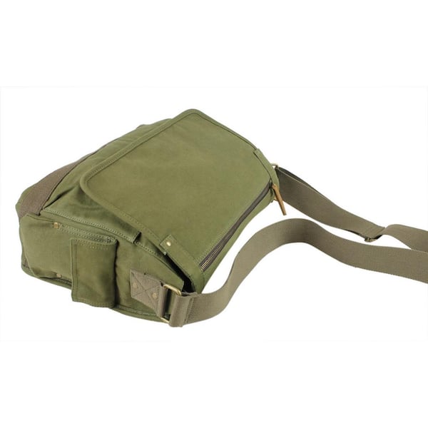 Vagarant 14.5 in. Khaki Casual Canvas Laptop Messenger Bag with 14 in.  Laptop Compartment CM87KK - The Home Depot