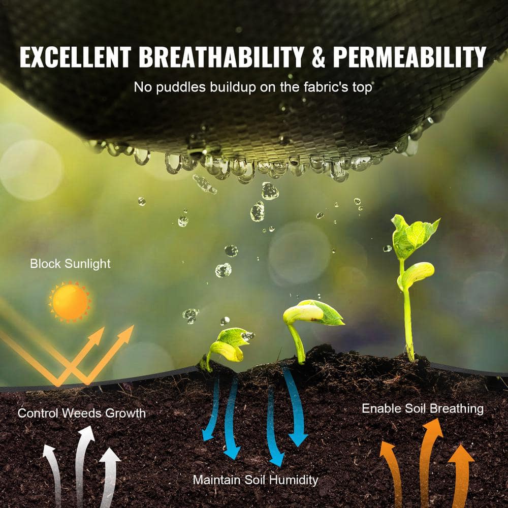 Heavy Duty Black Polypropylene Weed Barrier Landscape Fabric 6 x 100FT
