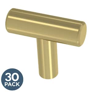 Simple Bar 1-1/4 in. (32 mm) Center-to-Center Satin Gold Cabinet Knob (30-Pack)
