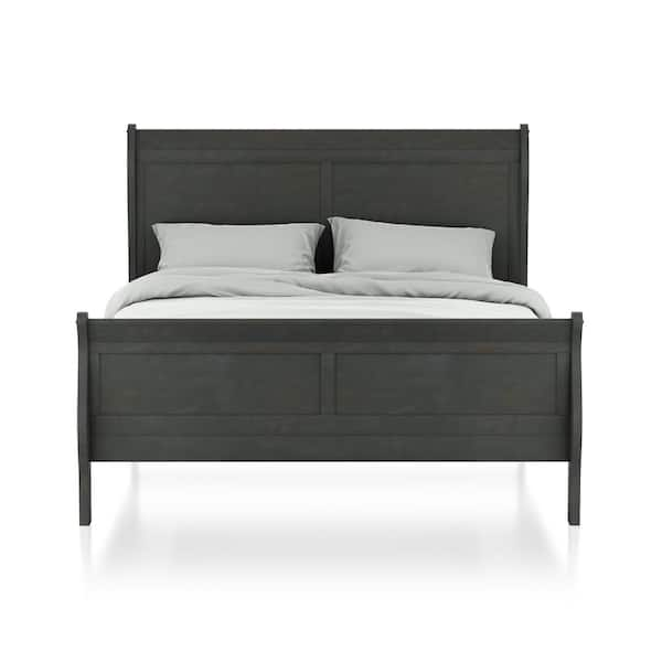 Furniture of America Seboya Gray King Panel Bed with LED Light and