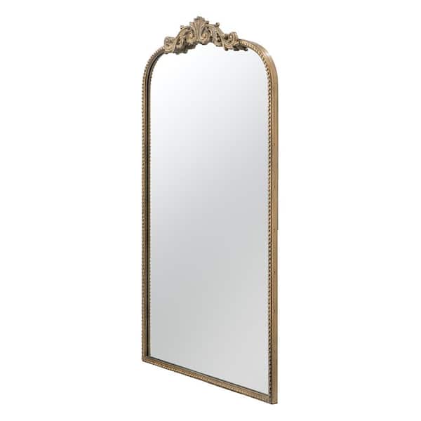 Unbranded Exceptional Quality Gold 24 in. W x 41.7 in. H Baroque Arch MDF Plus Glass Framed Mirror.