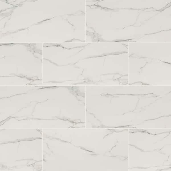 MSI Take Home Tile Sample - Carrara Noire 4 in. x 4 in. Polished Porcelain Floor and Wall Tile (0.11 sq. ft.)