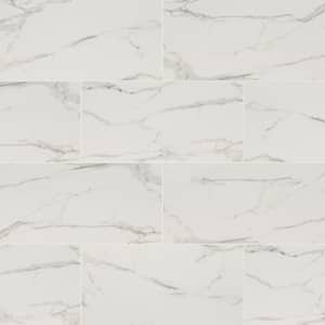 Carrara Noire 16 in. x 32 in. Polished Porcelain Floor and Wall Tile (3.55 sq. ft./Each)