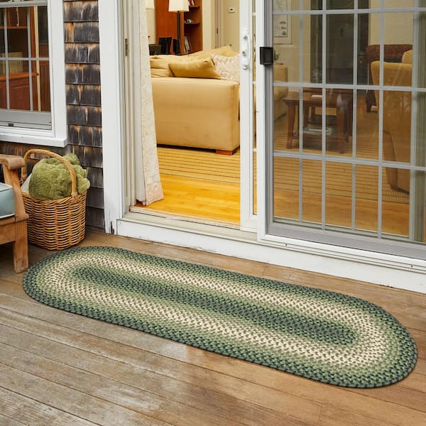 Rhody Rug Pioneer Green Multi 2 ft. x 6 ft. Indoor/Outdoor Braided