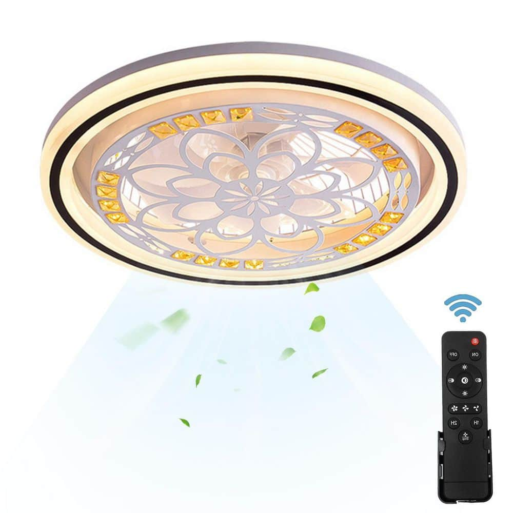 OUKANING 20 in. Integrated LED Indoor Personality Flower Shape White  3-Color Change Ceiling Fan Light with Remote Control HG-WMTZXL-4569 - The  Home 