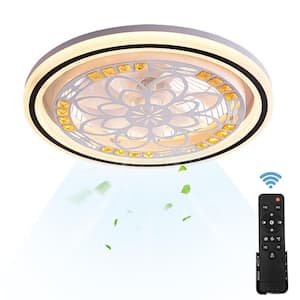 20 in. Integrated LED Indoor Personality Flower Shape White 3-Color Change Ceiling Fan Light with Remote Control