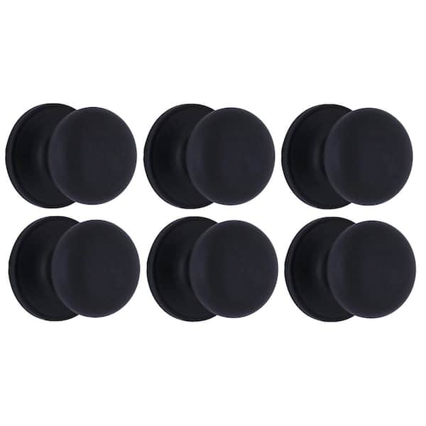 Round Matte Black Hall/Closet Door Knob 6-Pack