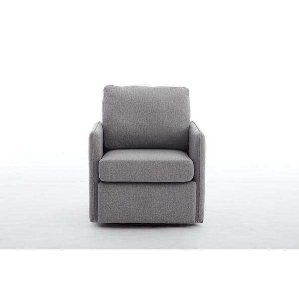 Zeus & Ruta Gray Comfy Single Sofa Chair Outdoor Lounge Chair with Storage and Gray Cushions