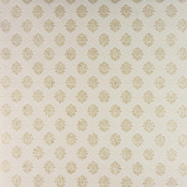 Advantage Madelyn Cream Small Damask Paper Strippable Roll (Covers 57.8 sq. ft.)