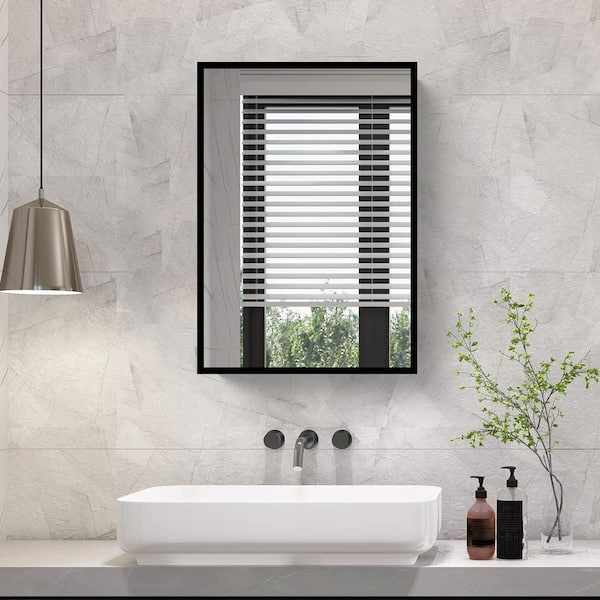 16 in. W x 24 in. H Rectangular Medicine Cabinet with Mirror Wall Mount or Recessed Bathroom or Livingroom