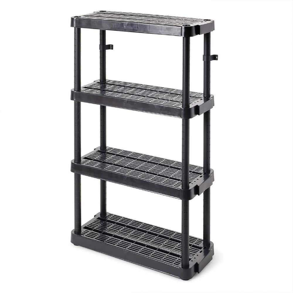 GRACIOUS LIVING Black 4-Tier Plastic Garage Storage Shelving Unit (32 ...