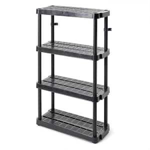 Black 4-Tier Plastic Garage Storage Shelving Unit (32 in. W x 55 in. H x 14 in. D)