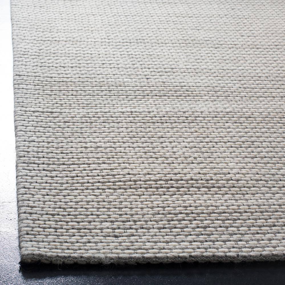 Sophisticated Silver & Ivory Handwoven Wool Runner Rug - 2'3" x 20'