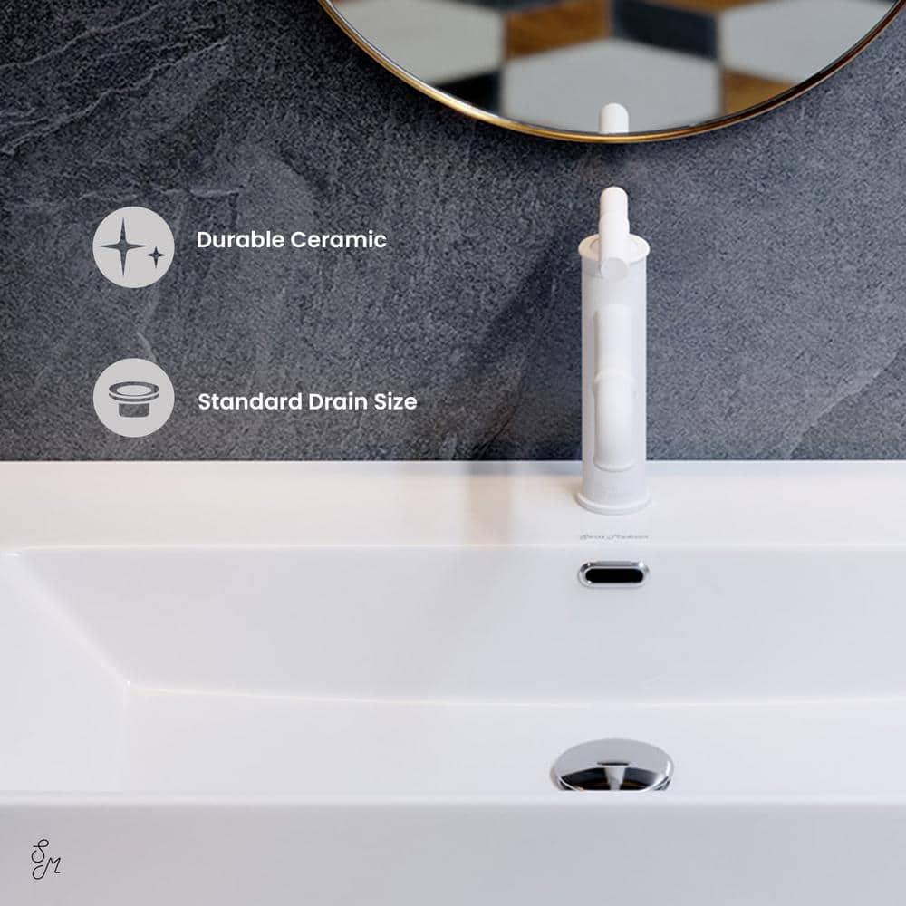 Claire 30" White Ceramic Console Sink with Brushed Gold Legs