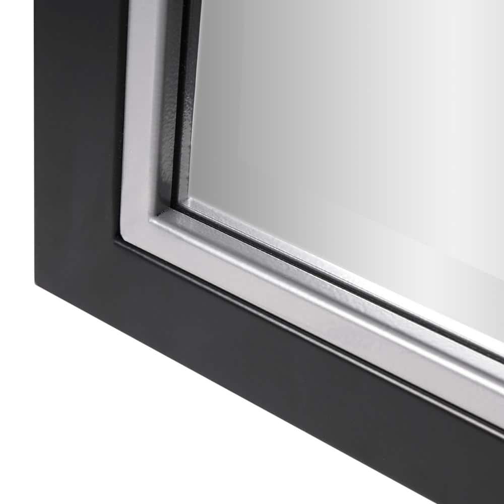 Elegant 24x30 Rectangular Wood and Silver Beveled Wall Mirror