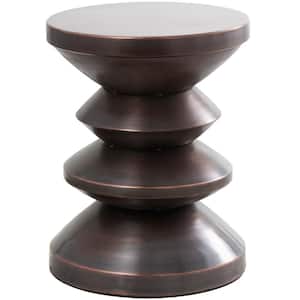 14 in. Copper Art Deco Inspired Medium Round Metal End Table
