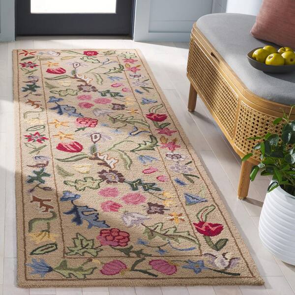 Chelsea 3 ft. x 8 ft. Beige/Pink Oversized Floral Runner Rug