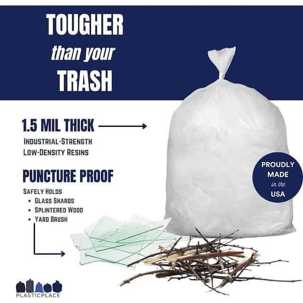 Plasticplace 32-33 Gallon Trash Bags, 1 Mil, Black, 33'' x 39'' (100 Count)