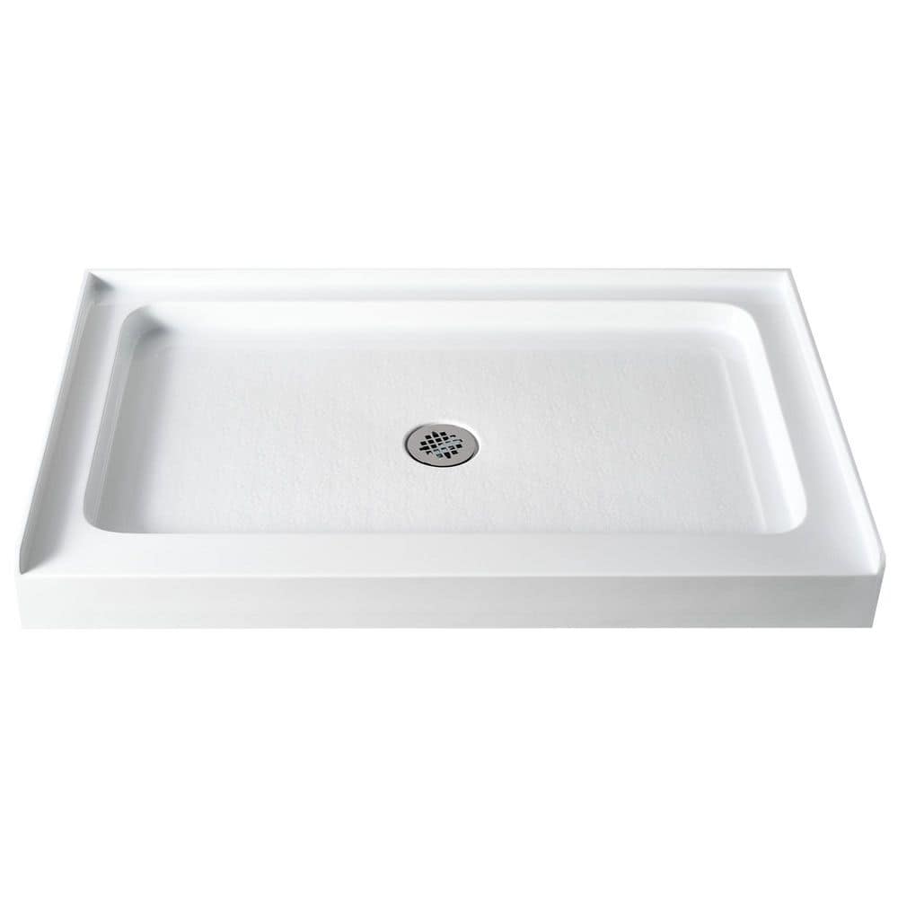 48 in. x 30 in. Acrylic Single Threshold Base Rectangular Alcove Shower Pan Base with Center Drain in Carrara White price history on PriceWatchPro