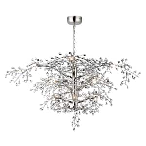 Cluster 47 in. W 12-Light Polished Nickel Chandelier with Clear Shade