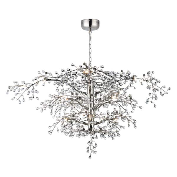 Maxim Lighting Cluster 47 in. W 12-Light Polished Nickel Chandelier with Clear Shade