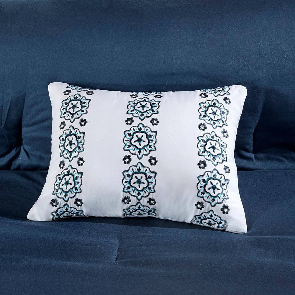 Navy Blue Boho Medallion Microfiber Full Bed in a Bag Set