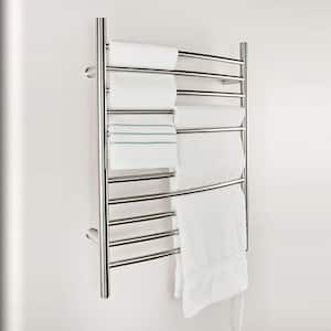 Radiant Curved 10-Bar Plug-In Electric Towel Warmer in Brushed Stainless Steel