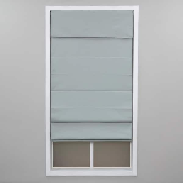 Perfect Lift Window Treatment Sea Mist Cordless Room Darkening Poly/Cotton Classic Roman Shade 27 in. W x 64 in. L