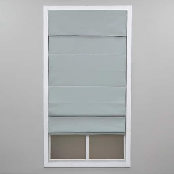 Perfect Lift Window Treatment Sea Mist Cordless Room Darkening Poly/Cotton Classic Roman Shade 32 in. W x 64 in. L