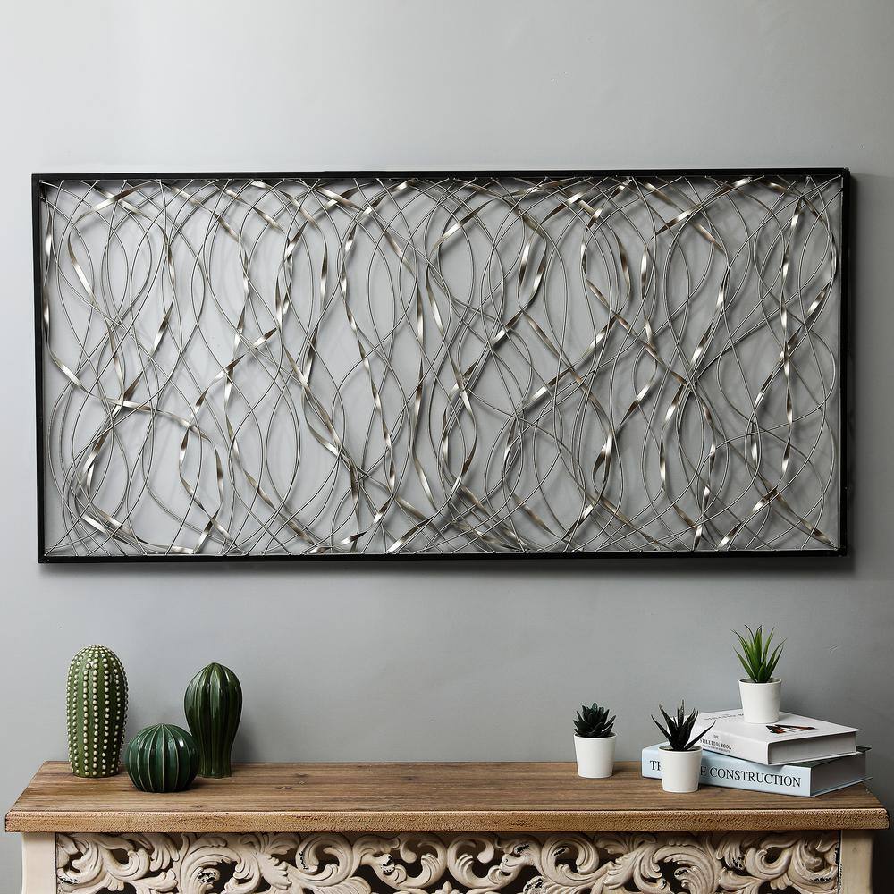 Large Silver and Black Metal Infinity Wall Sculpture