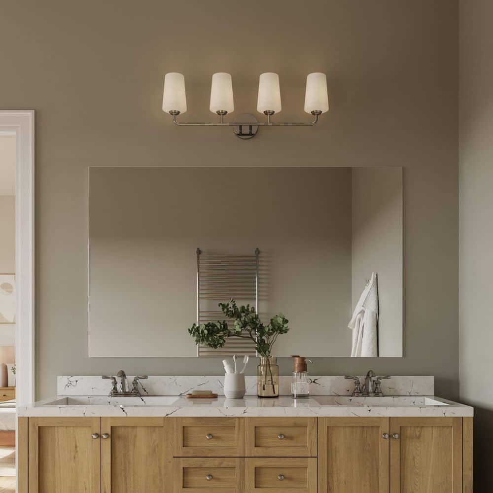 Celino 32.5 in. 4-Light Polished Chrome Bathroom Vanity Light with Clear Glass Shade price history on PriceWatchPro