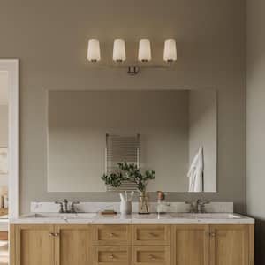 Celino 32.5 in. 4-Light Polished Chrome Bathroom Vanity Light with Clear Glass Shade