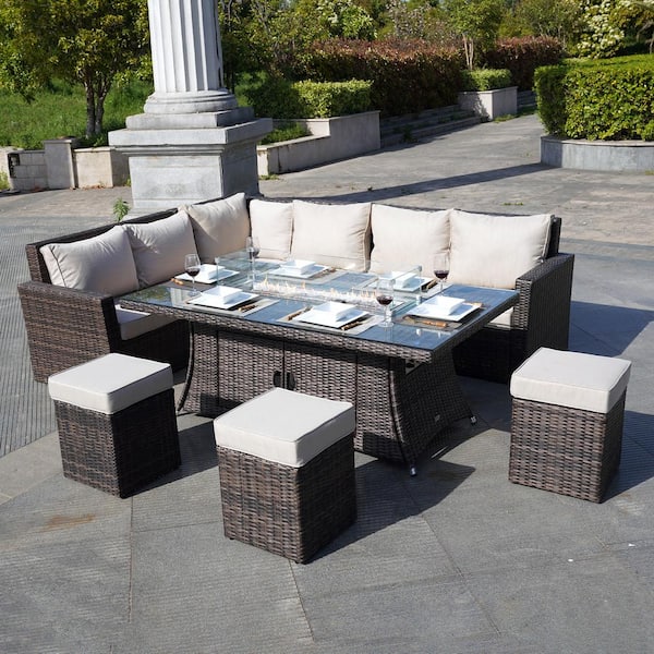 8 piece rattan online cube set