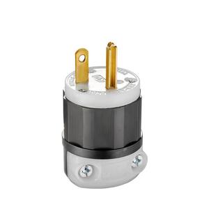 20 Amp 250-Volt Straight Blade Plug, Black and White
