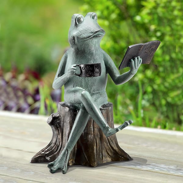 Joy Of Reading Frog Garden Statue 53024 - The Home Depot