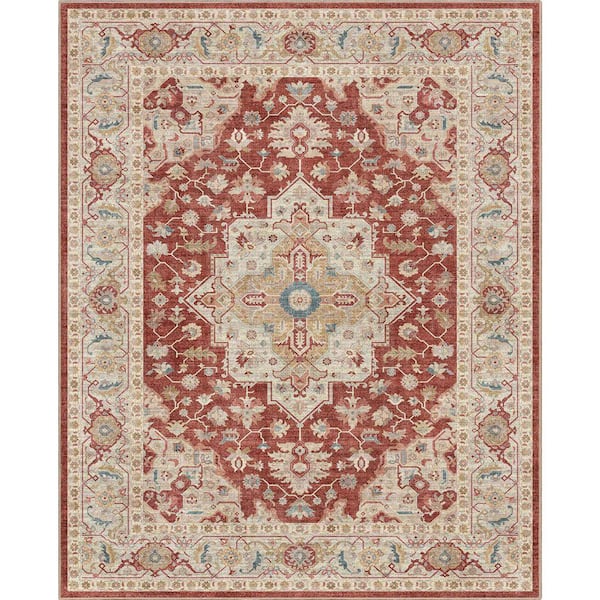 Apollo Summit Medallion Oriental, Red Beige 5 ft. 3 in. x 7 ft. 3 in., Area Rug