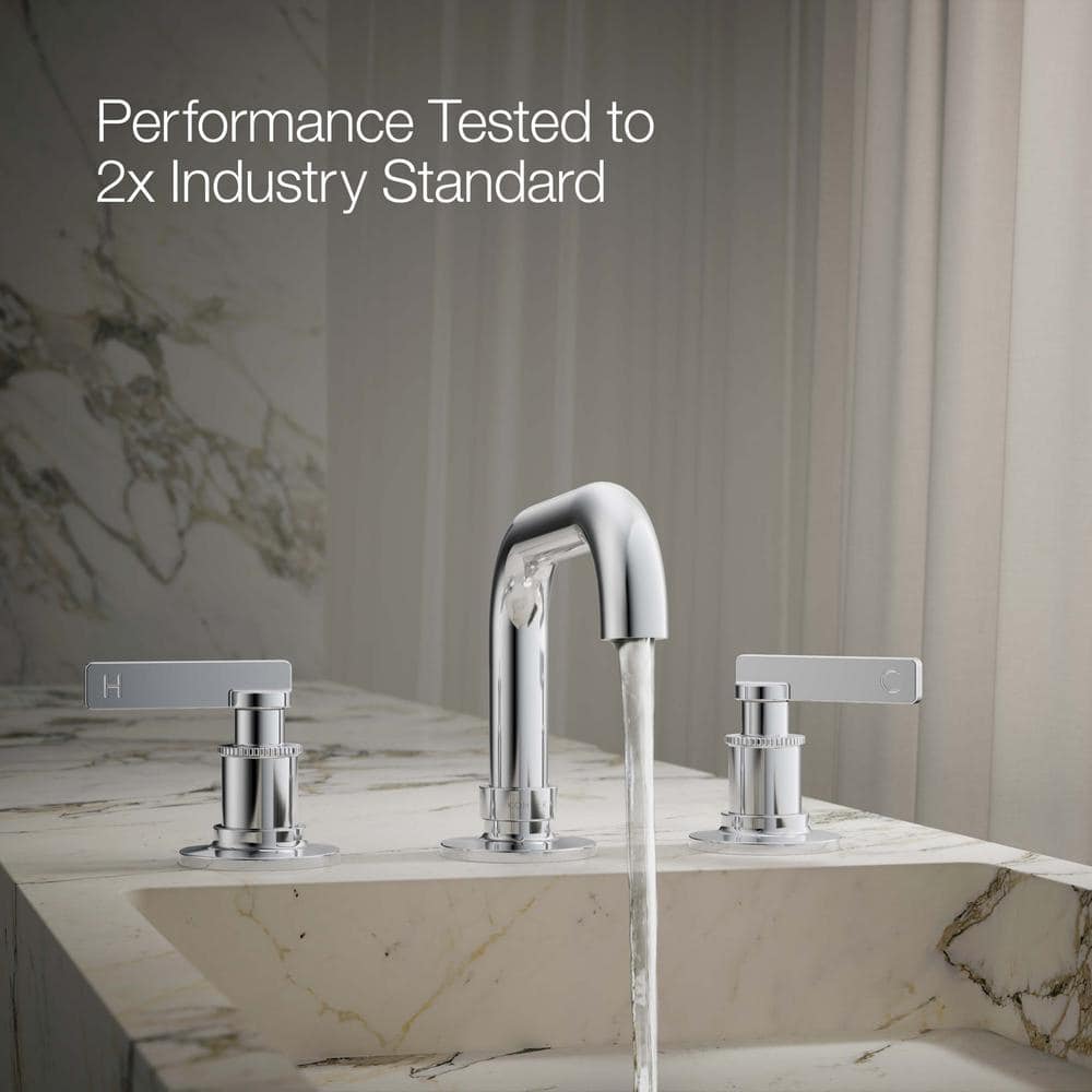 Polished Chrome Widespread Bathroom Sink Faucet with Knurled Levers