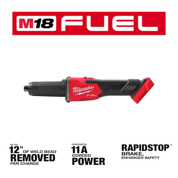 M18 FUEL 18V Lithium-Ion Brushless Cordless 1/4 in. Braking Die Grinder Slide Switch w/5.0Ah Battery