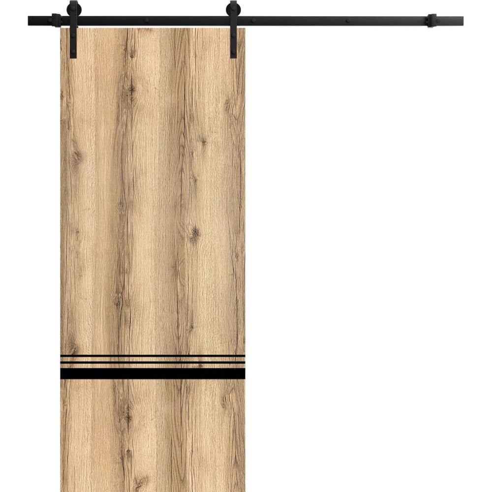 Assembly Required 42 in. x 84 in. 1-Panel Oak Solid Wood with Honeycomb Sliding Barn Door with Hardware Kit price history on PriceWatchPro